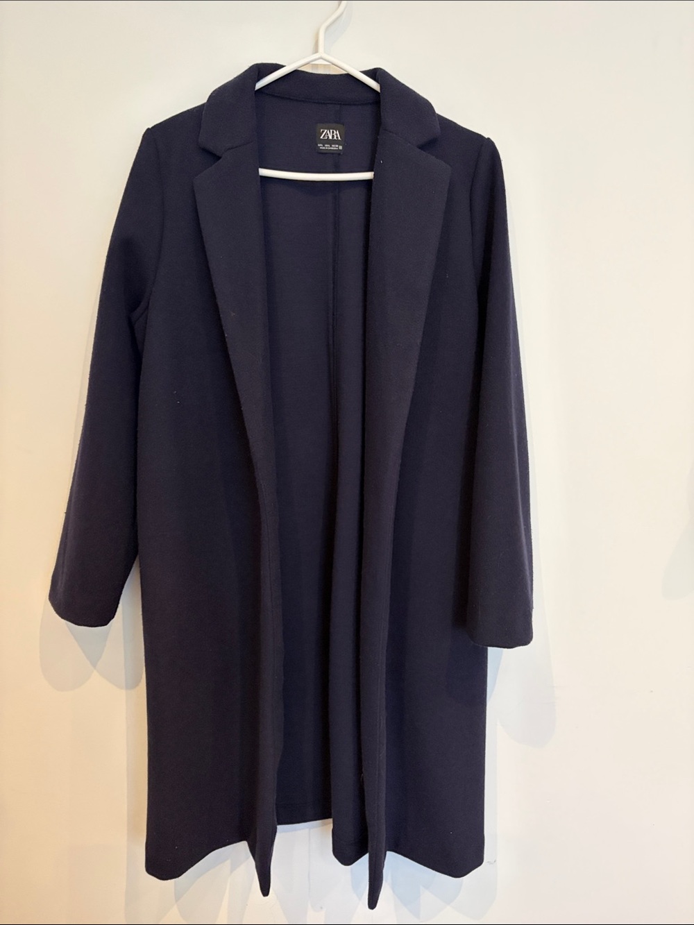 Zara Women’s Dark Navy Long Open-Front Trench Coat